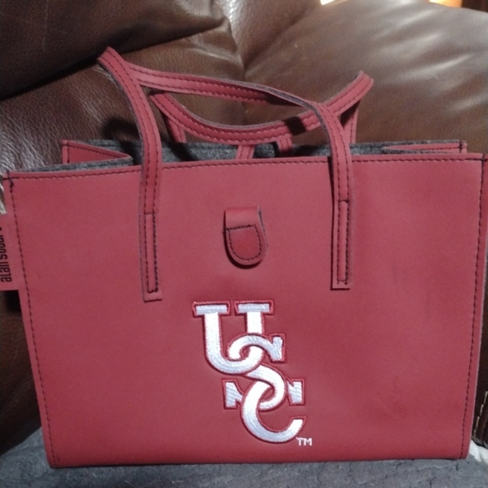 USC Red Leatherette Tote Bag
